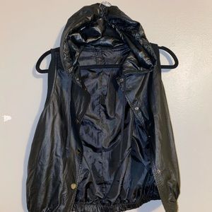 Black faux leather vest